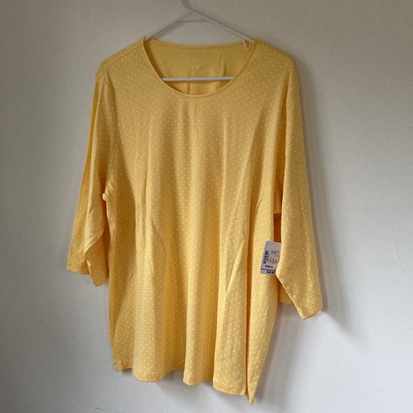 New CJ Banks yellow with white polka dot shirt size 2x - Picture 5 of 5
